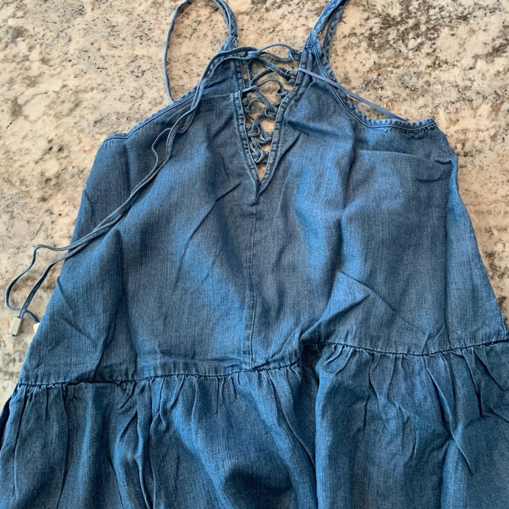 Denim peplum tank